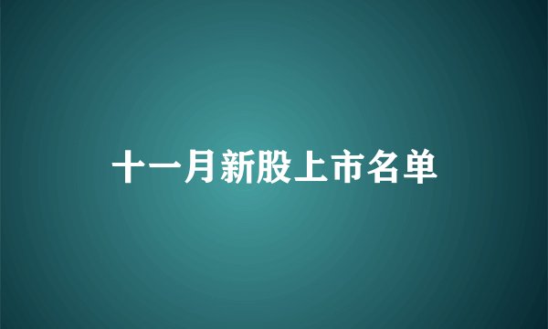 十一月新股上市名单
