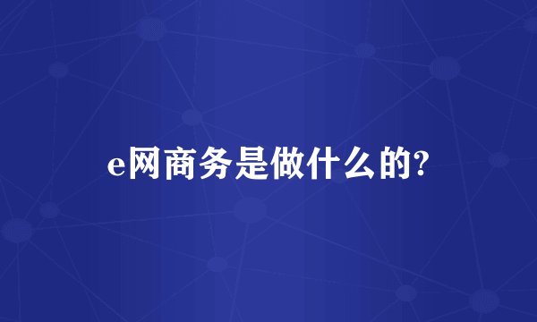 e网商务是做什么的?