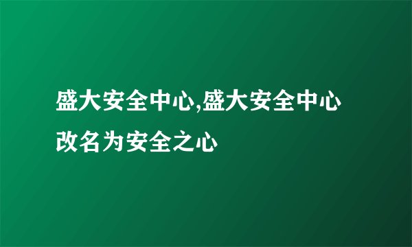 盛大安全中心,盛大安全中心改名为安全之心