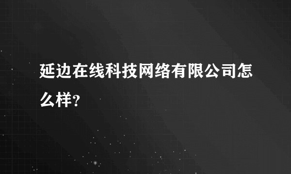 延边在线科技网络有限公司怎么样？
