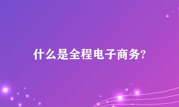 什么是全程电子商务?