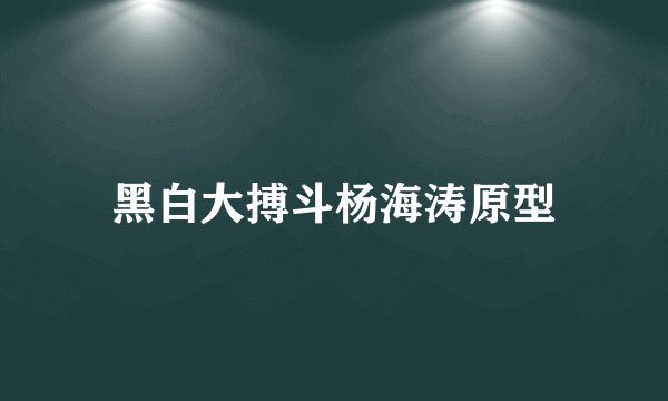 黑白大搏斗杨海涛原型