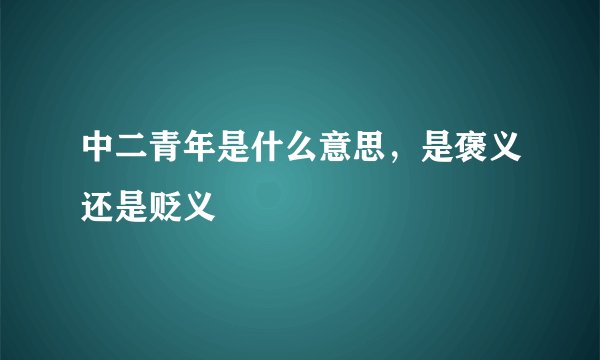 中二青年是什么意思，是褒义还是贬义