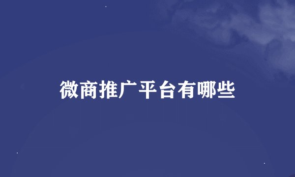 微商推广平台有哪些