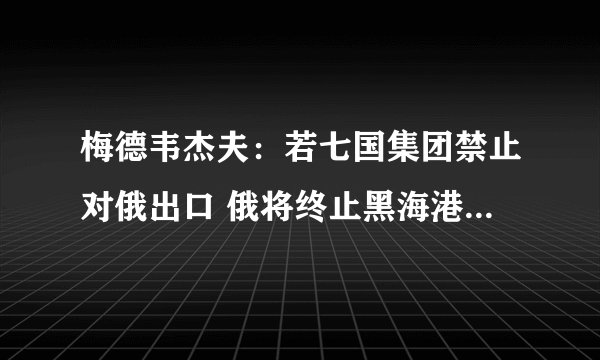 梅德韦杰夫：若七国集团禁止对俄出口 俄将终止黑海港口农产品外运协议