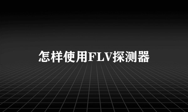 怎样使用FLV探测器
