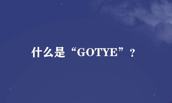 什么是“GOTYE”？