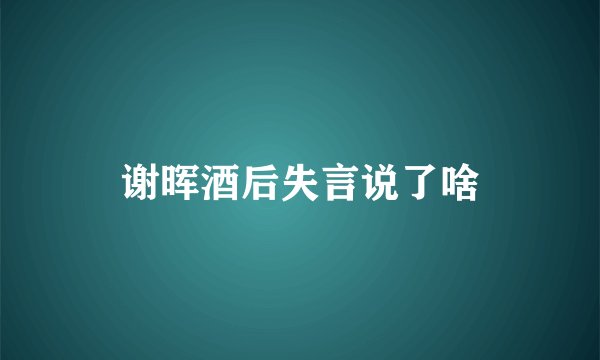 谢晖酒后失言说了啥