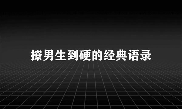 撩男生到硬的经典语录