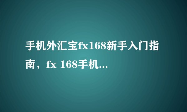手机外汇宝fx168新手入门指南，fx 168手机外汇行情