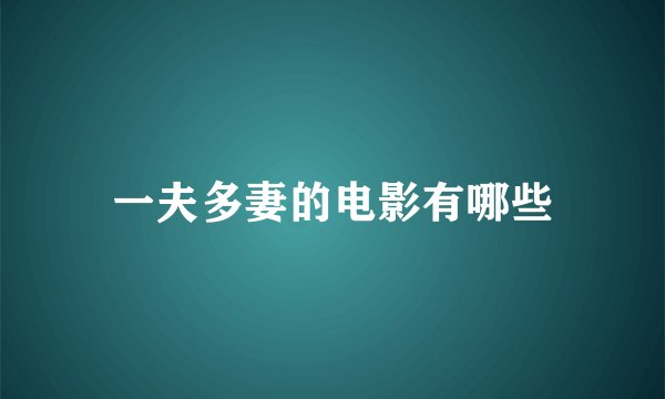 一夫多妻的电影有哪些