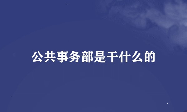 公共事务部是干什么的