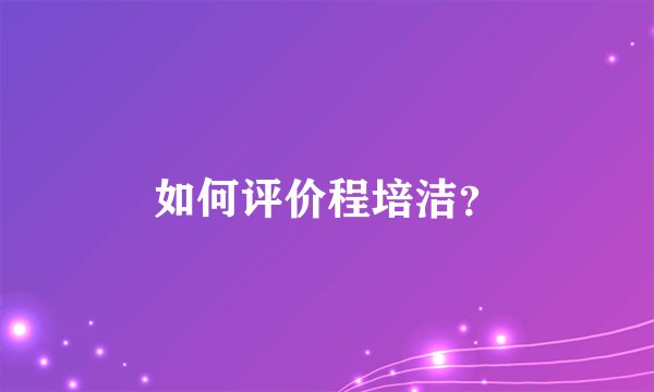 如何评价程培洁？