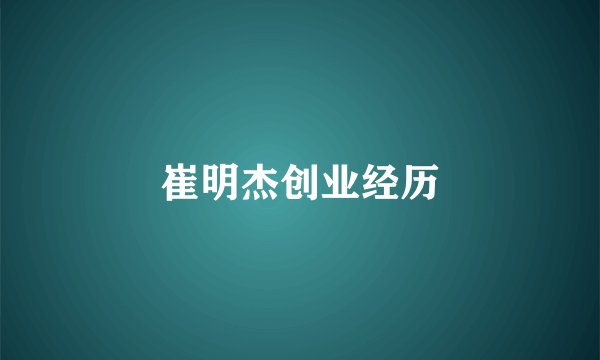 崔明杰创业经历