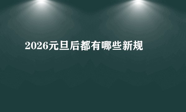 2026元旦后都有哪些新规