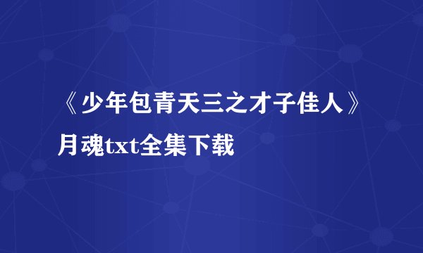 《少年包青天三之才子佳人》月魂txt全集下载