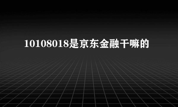 10108018是京东金融干嘛的