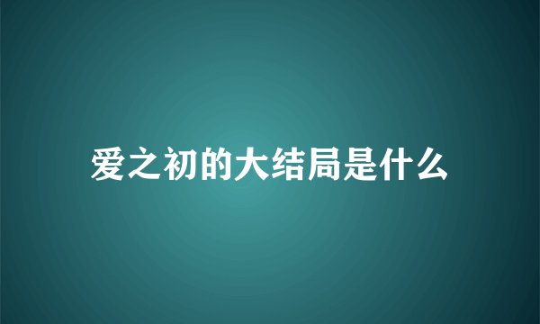 爱之初的大结局是什么