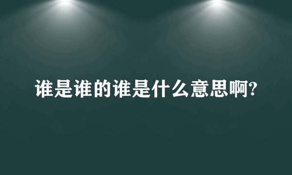 谁是谁的谁是什么意思啊?
