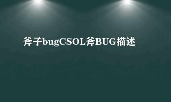 斧子bugCSOL斧BUG描述