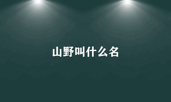 山野叫什么名