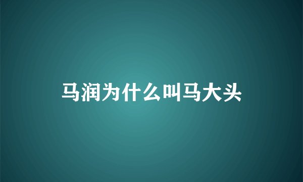 马润为什么叫马大头