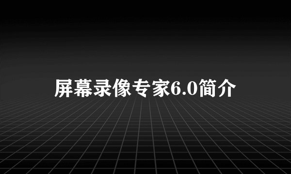 屏幕录像专家6.0简介