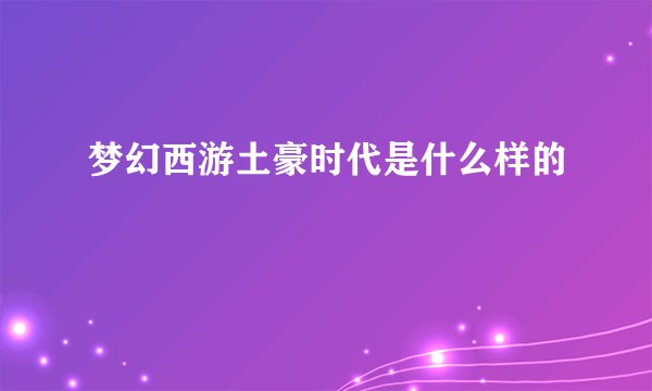 梦幻西游土豪时代是什么样的