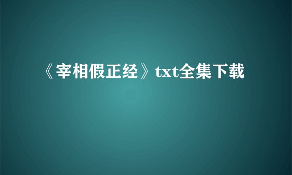 《宰相假正经》txt全集下载