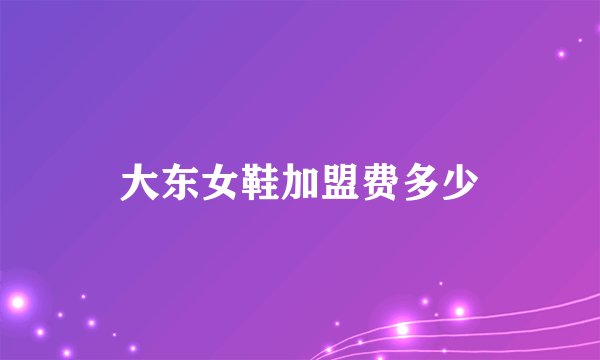 大东女鞋加盟费多少