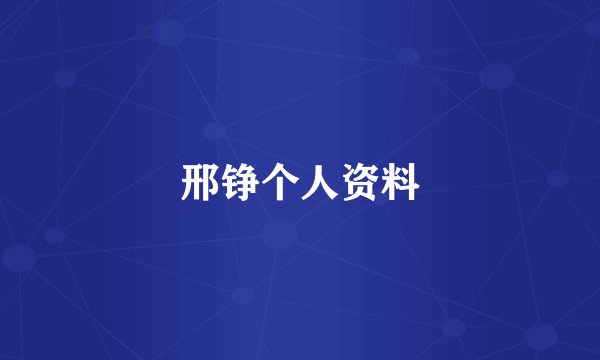 邢铮个人资料
