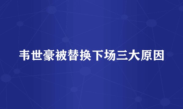 韦世豪被替换下场三大原因