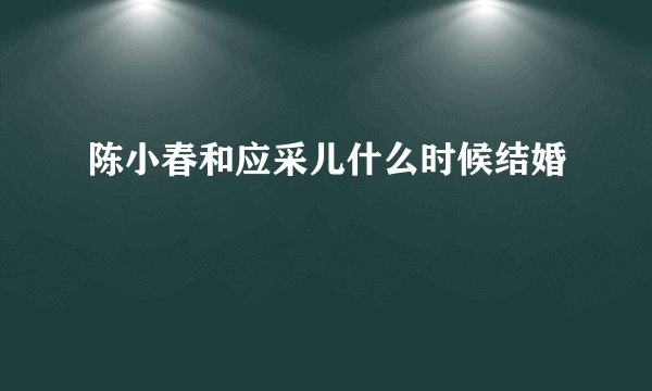 陈小春和应采儿什么时候结婚