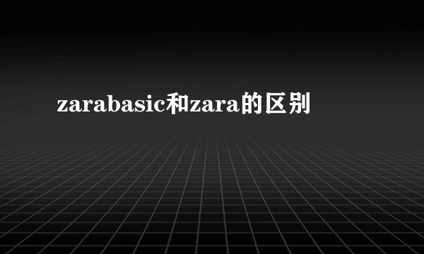 zarabasic和zara的区别