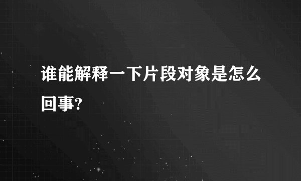 谁能解释一下片段对象是怎么回事?