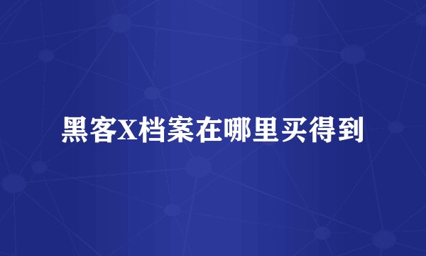 黑客X档案在哪里买得到