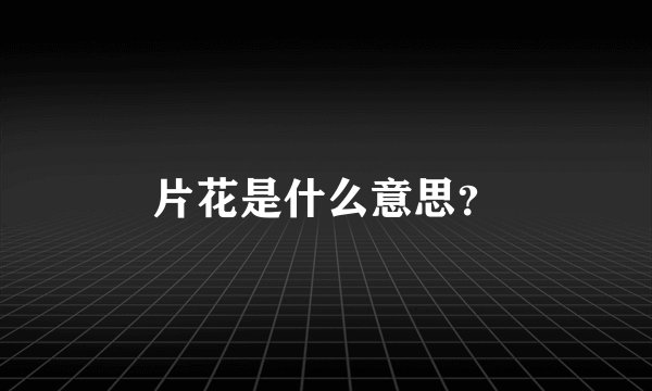 片花是什么意思？