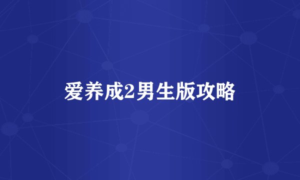 爱养成2男生版攻略