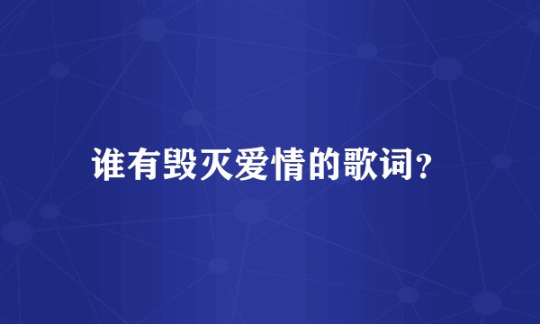 谁有毁灭爱情的歌词?