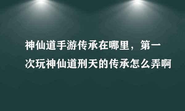 神仙道手游传承在哪里，第一次玩神仙道刑天的传承怎么弄啊