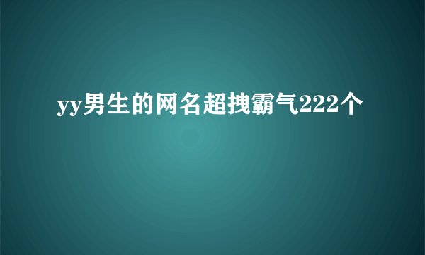 yy男生的网名超拽霸气222个