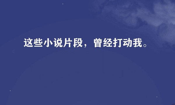 这些小说片段，曾经打动我。