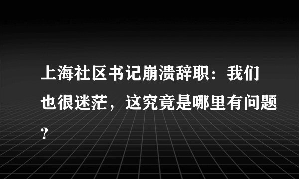 上海社区书记崩溃辞职：我们也很迷茫，这究竟是哪里有问题？
