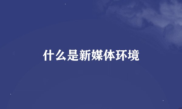 什么是新媒体环境