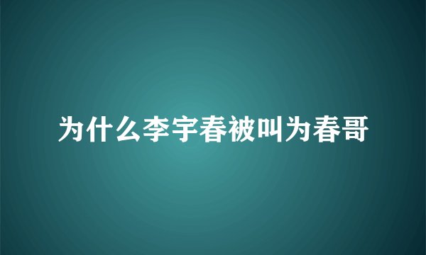 为什么李宇春被叫为春哥