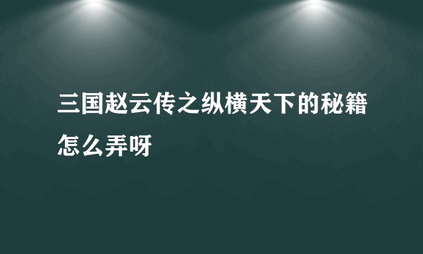 三国赵云传之纵横天下的秘籍怎么弄呀