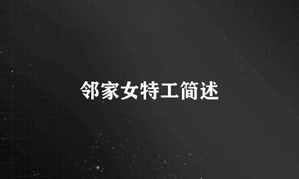 邻家女特工简述