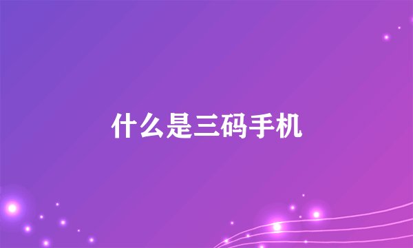 什么是三码手机