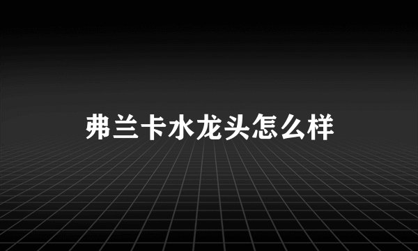 弗兰卡水龙头怎么样