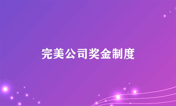 完美公司奖金制度